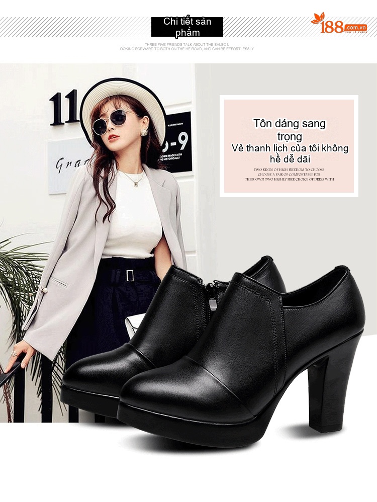 Giày Cao Gót Nữ Da Bóng Mũi Nhọn Chiều Cao Đế Khoảng 7cm Màu Đen chi tiết 6