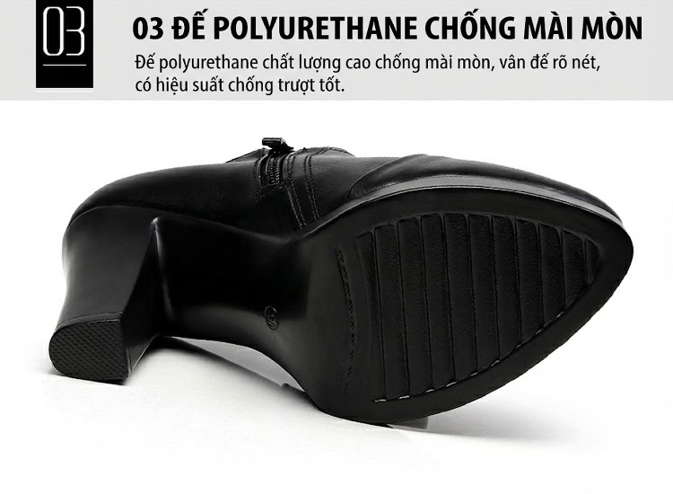 Giày Cao Gót Nữ Da Bóng Mũi Nhọn Chiều Cao Đế Khoảng 7cm Màu Đen chi tiết 8