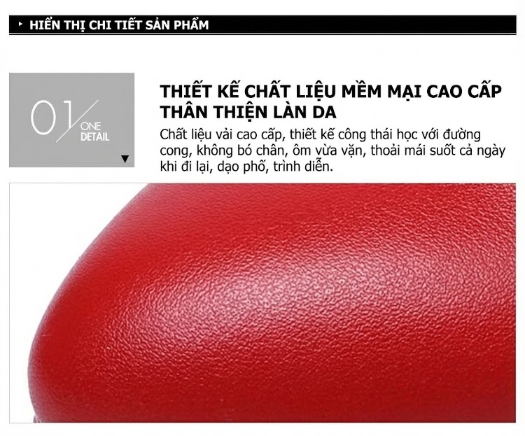 Giày Cao Gót Nữ Da Bóng Mũi Nhọn Chiều Cao Đế Khoảng 7cm Màu Đỏ, Đen, Trắng chi tiết 7