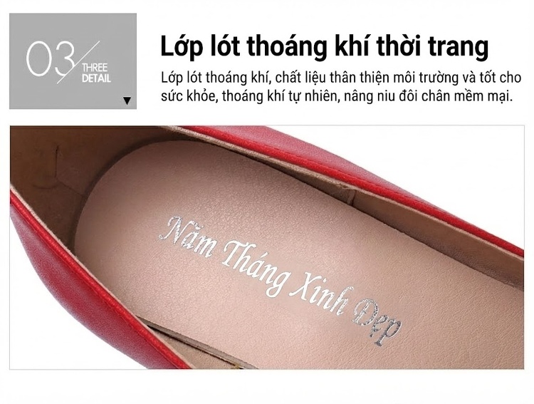 Giày Cao Gót Nữ Da Bóng Mũi Nhọn Chiều Cao Đế Khoảng 7cm Màu Đỏ, Đen, Trắng chi tiết 9