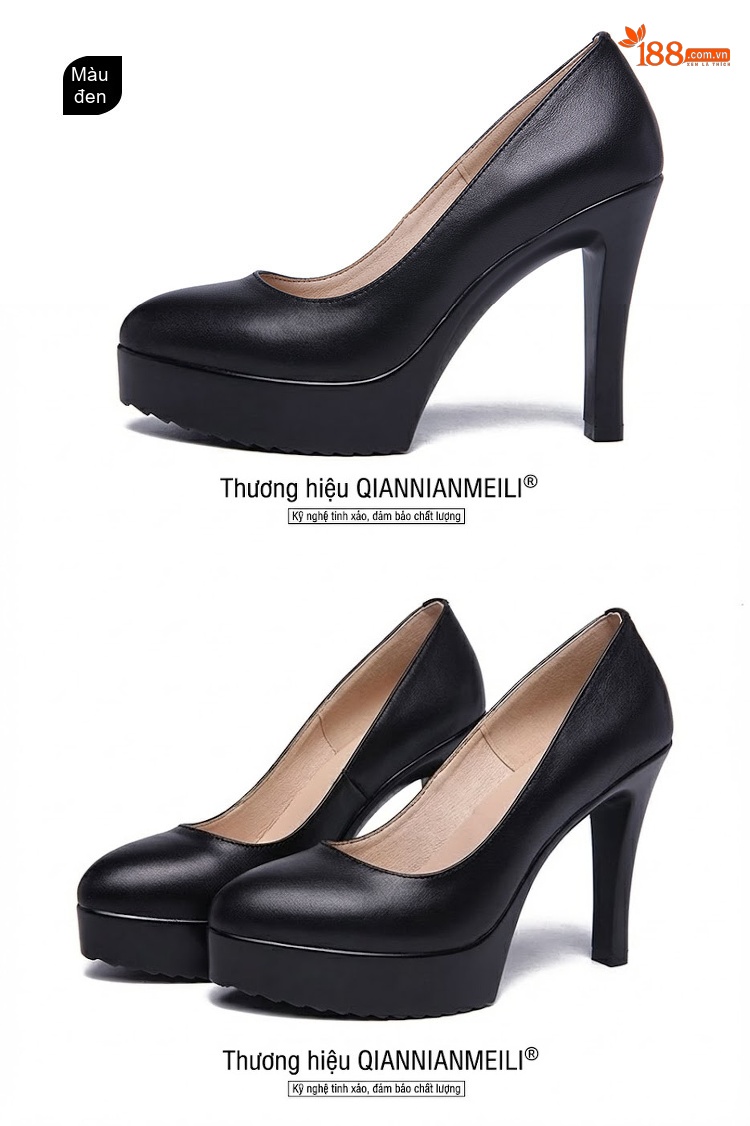 Giày Cao Gót Nữ Da Bóng Mũi Nhọn Chiều Cao Đế Khoảng 7cm Màu Đỏ, Đen, Trắng chi tiết 18