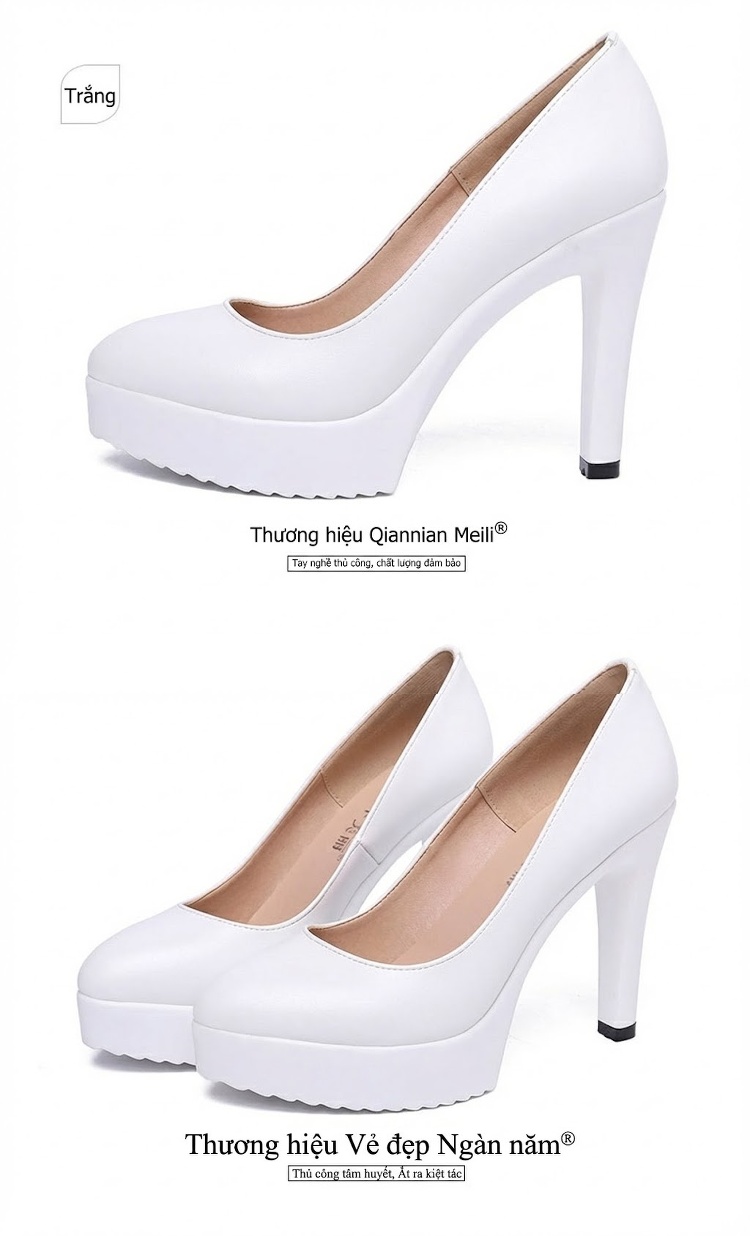 Giày Cao Gót Nữ Da Bóng Mũi Nhọn Chiều Cao Đế Khoảng 7cm Màu Đỏ, Đen, Trắng chi tiết 19