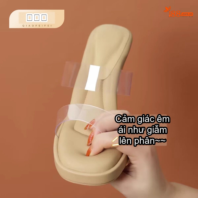 Giày Cao Gót Nữ Da Bóng Thiết Kế Hở Bên Chiều Cao Đế Khoảng 8cm Màu Kem chi tiết 14