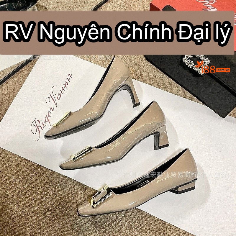 Giày Cao Gót Nữ Da Bóng Thiết Kế Hở Bên Chiều Cao Đế Khoảng 8cm Màu Kem chi tiết 16
