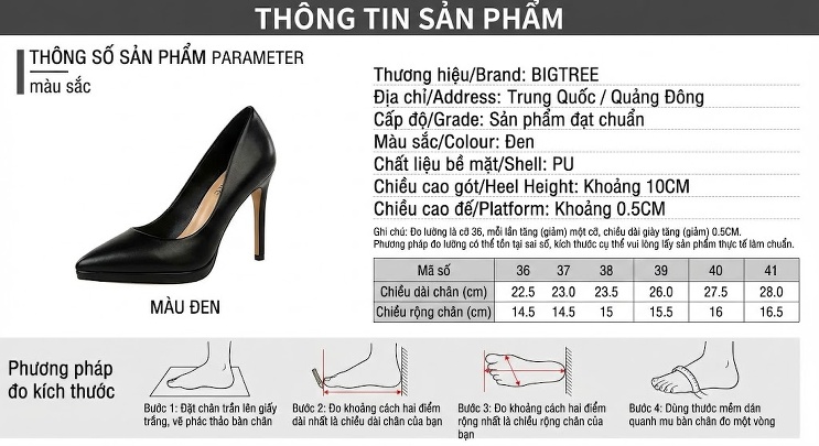 Giày Cao Gót Nữ Da Bóng Vân Đá Chiều Cao Đế Khoảng 8cm Mũi Nhọn Đính Nơ Đá Màu Đen chi tiết 1