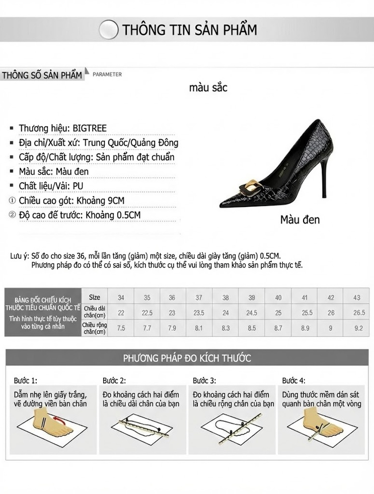 Giày Cao Gót Nữ Da Bóng Vân Rắn Mũi Nhọn Chiều Cao Đế Khoảng 8cm Màu Đen chi tiết 1