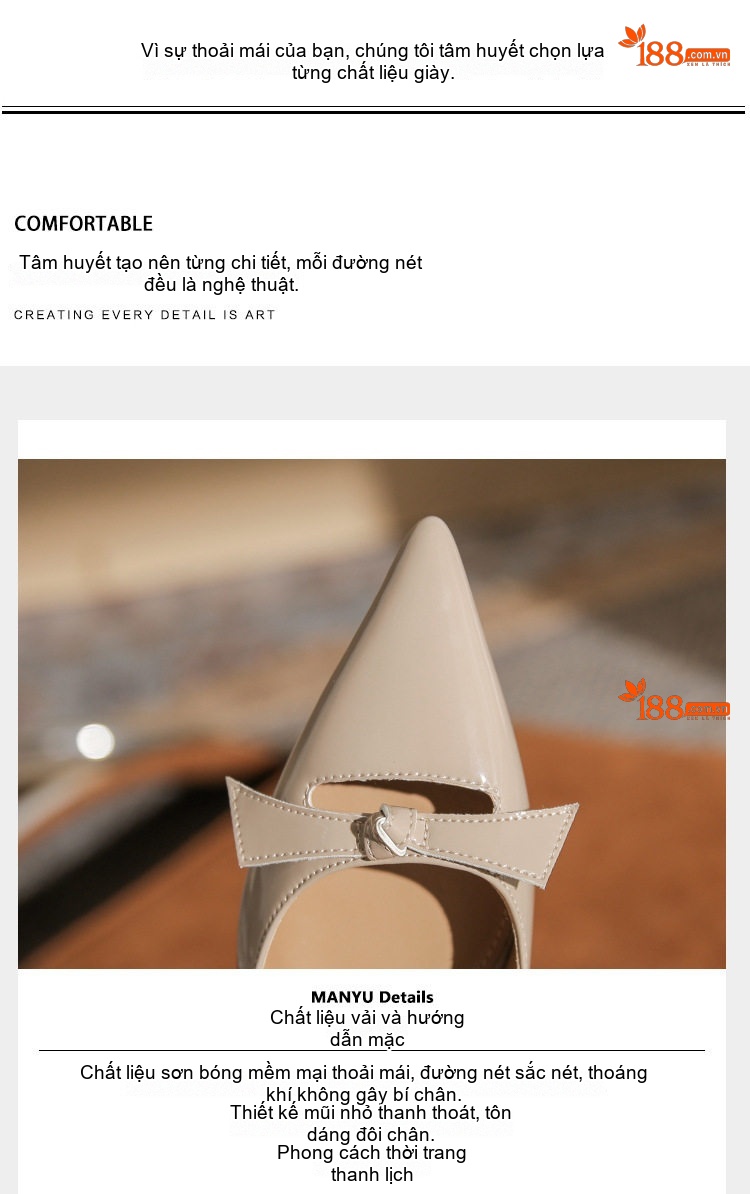 Giày Cao Gót Nữ Da Cừu Mũi Nhọn Chiều Cao Đế Khoảng 5cm Màu Đen, Kem chi tiết 6