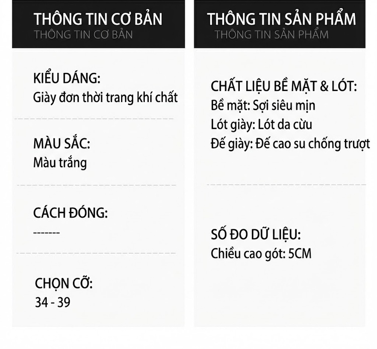 Giày Cao Gót Nữ Da Cừu Mũi Nhọn Chiều Cao Đế Khoảng 5cm Màu Trắng Đính Hoa chi tiết 6