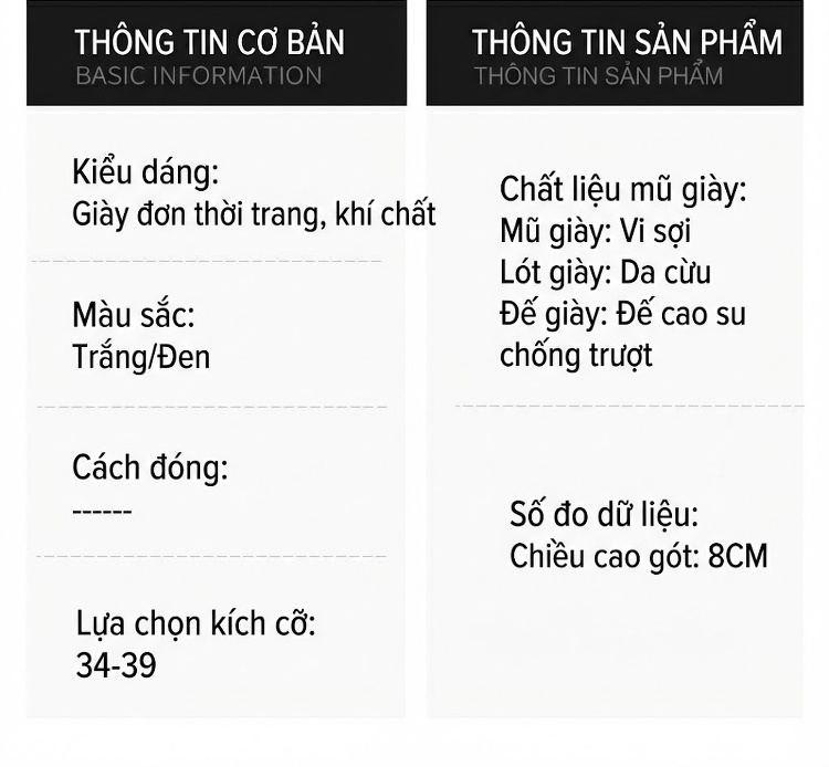 Giày Cao Gót Nữ Da Cừu Mũi Nhọn Chiều Cao Đế Khoảng 6cm Màu Đen, Trắng chi tiết 6