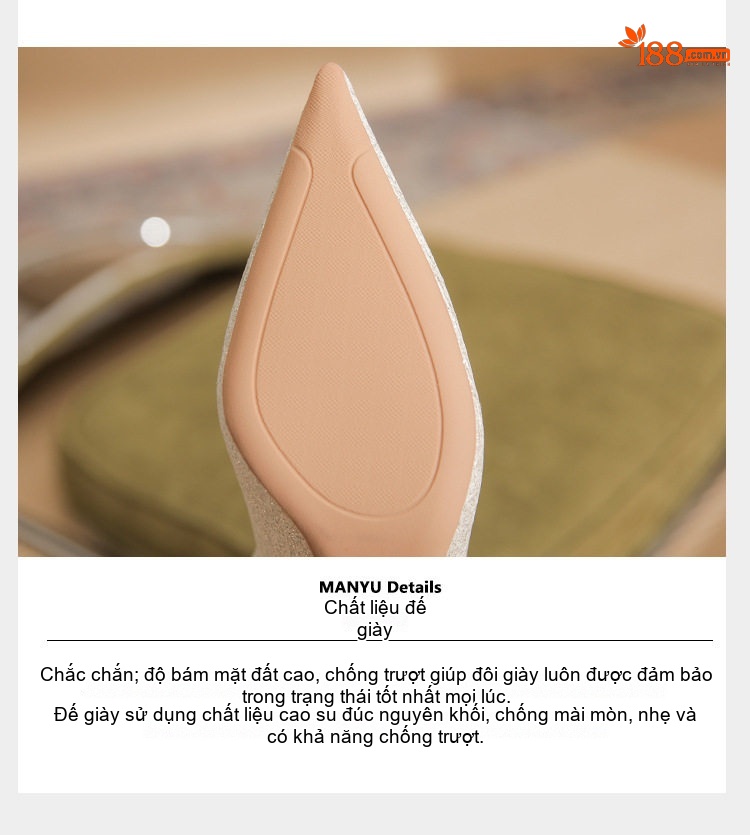 Giày Cao Gót Nữ Da Cừu Mũi Nhọn Chiều Cao Đế Khoảng 7cm Đính Đá Lấp Lánh Màu Bạc chi tiết 11