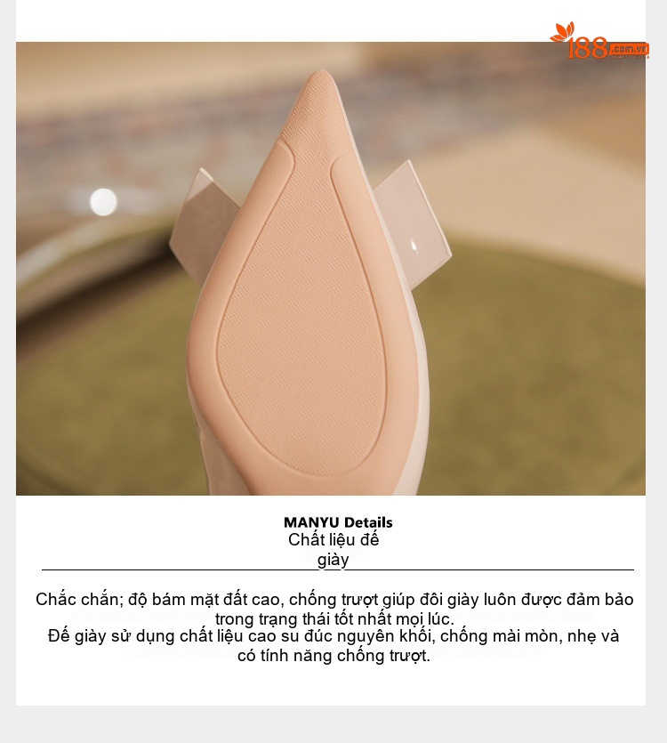 Giày Cao Gót Nữ Da Cừu Mũi Nhọn Chiều Cao Đế Khoảng 7cm Màu Đen, Kem chi tiết 11