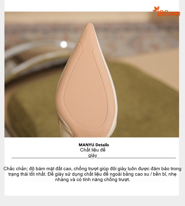Giày Cao Gót Nữ Da Cừu Mũi Nhọn Chiều Cao Đế Khoảng 7cm Màu Đen, Kem chi tiết 11