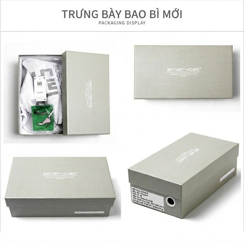 Giày Cao Gót Nữ Da Cừu Mũi Nhọn Chiều Cao Đế Khoảng 7cm Màu Đen, Kem chi tiết 30