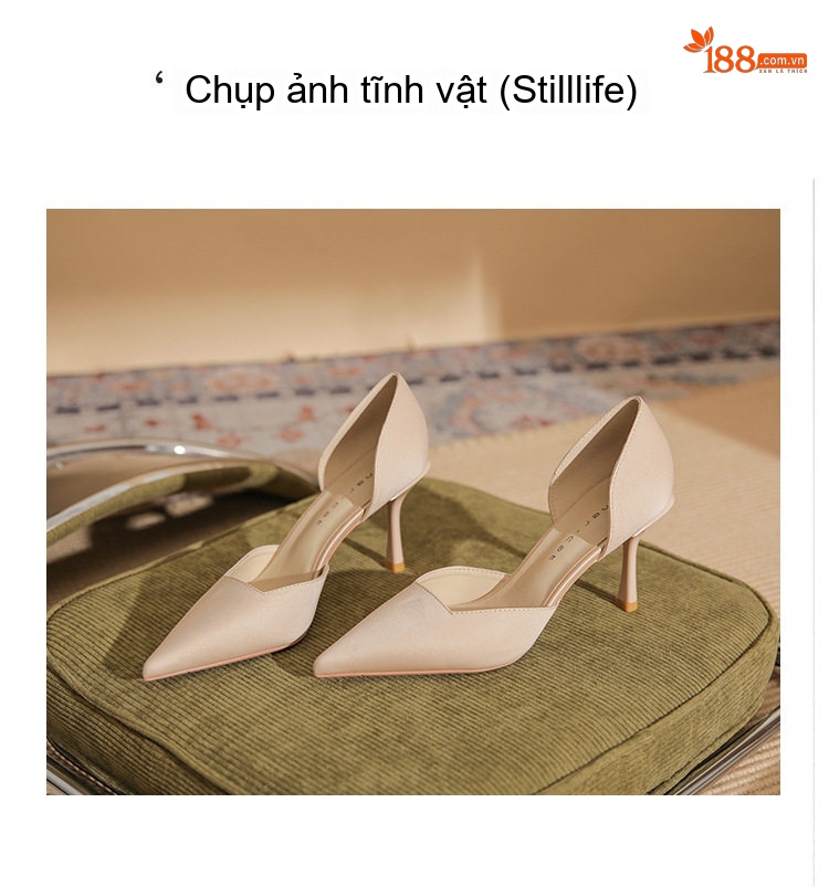 Giày Cao Gót Nữ Da Cừu Mũi Nhọn Chiều Cao Đế Khoảng 7cm Màu Nude, Đen chi tiết 22