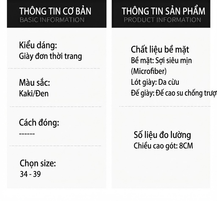 Giày Cao Gót Nữ Da Cừu Mũi Nhọn Chiều Cao Đế Khoảng 7cm Phối Màu Đen, Kem chi tiết 6