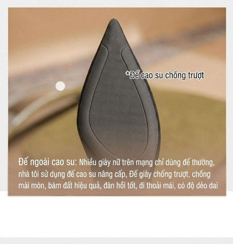 Giày Cao Gót Nữ Da Cừu Mũi Nhọn Gót Nhọn Chiều Cao Đế Khoảng 7cm Màu Đen chi tiết 9