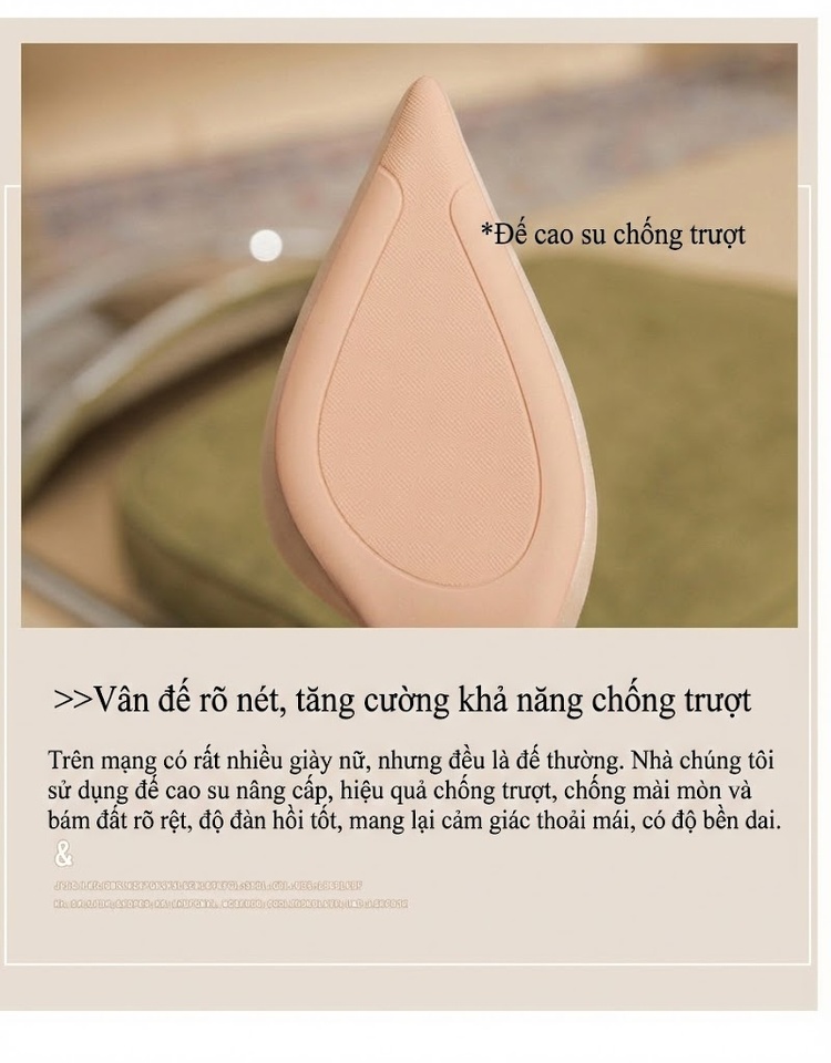Giày Cao Gót Nữ Da Cừu Mũi Nhọn Hở Bên Chiều Cao Đế Khoảng 7cm Màu Đen, Kem chi tiết 10