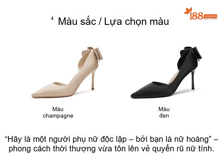 Giày Cao Gót Nữ Da Cừu Mũi Nhọn Hở Bên Chiều Cao Đế Khoảng 7cm Màu Đen, Kem chi tiết 3