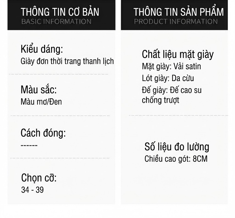 Giày Cao Gót Nữ Da Cừu Mũi Nhọn Quai Chữ T Chiều Cao Đế Khoảng 7cm Màu Kem, Đen chi tiết 4
