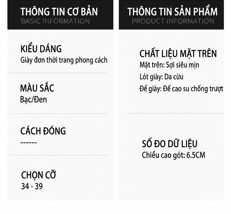Giày Cao Gót Nữ Da Cừu Mũi Nhọn Quai Hậu Chiều Cao Đế Khoảng 5cm Màu Đen, Bạc chi tiết 4