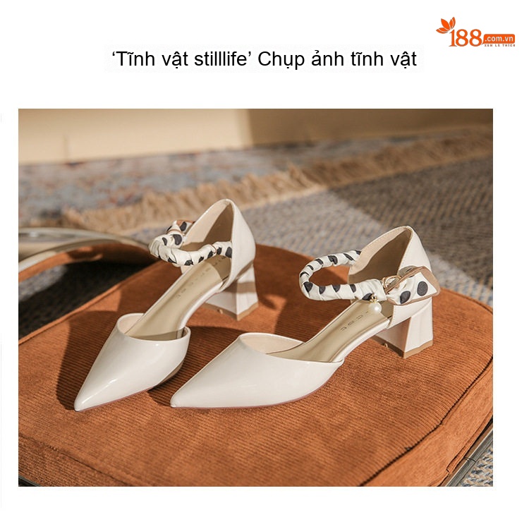 Giày Cao Gót Nữ Da Cừu Mũi Nhọn Quai Ngang Đính Ngọc Trai Chiều Cao Đế Khoảng 5cm Màu Kem chi tiết 24