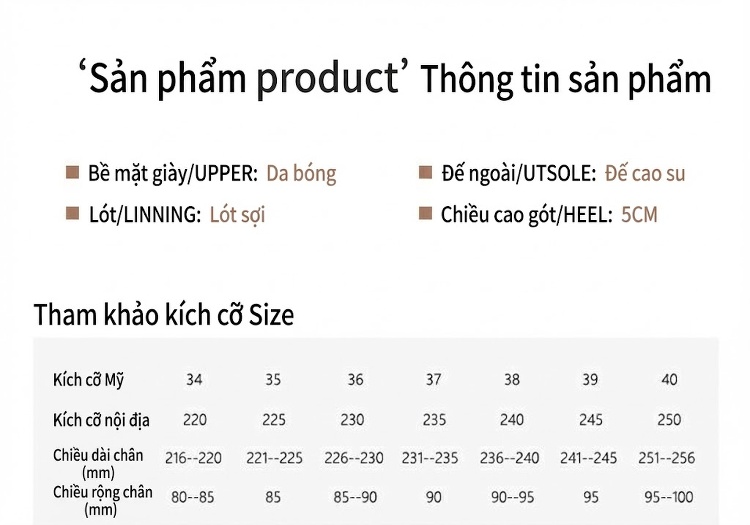 Giày Cao Gót Nữ Da Cừu Mũi Nhọn Quai Ngang Đính Ngọc Trai Chiều Cao Đế Khoảng 5cm Màu Kem chi tiết 5