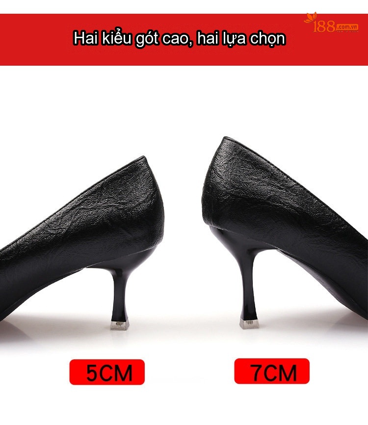 Giày Cao Gót Nữ Da Mềm Chiều Cao Đế Khoảng 6cm Đính Đá, Nơ Ngọc Trai Màu Đen, Kem chi tiết 6