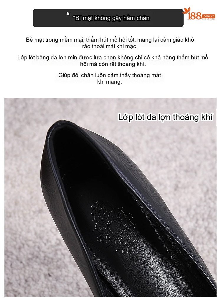 Giày Cao Gót Nữ Da Mềm Chiều Cao Đế Khoảng 6cm Đính Đá, Nơ Ngọc Trai Màu Đen, Kem chi tiết 7