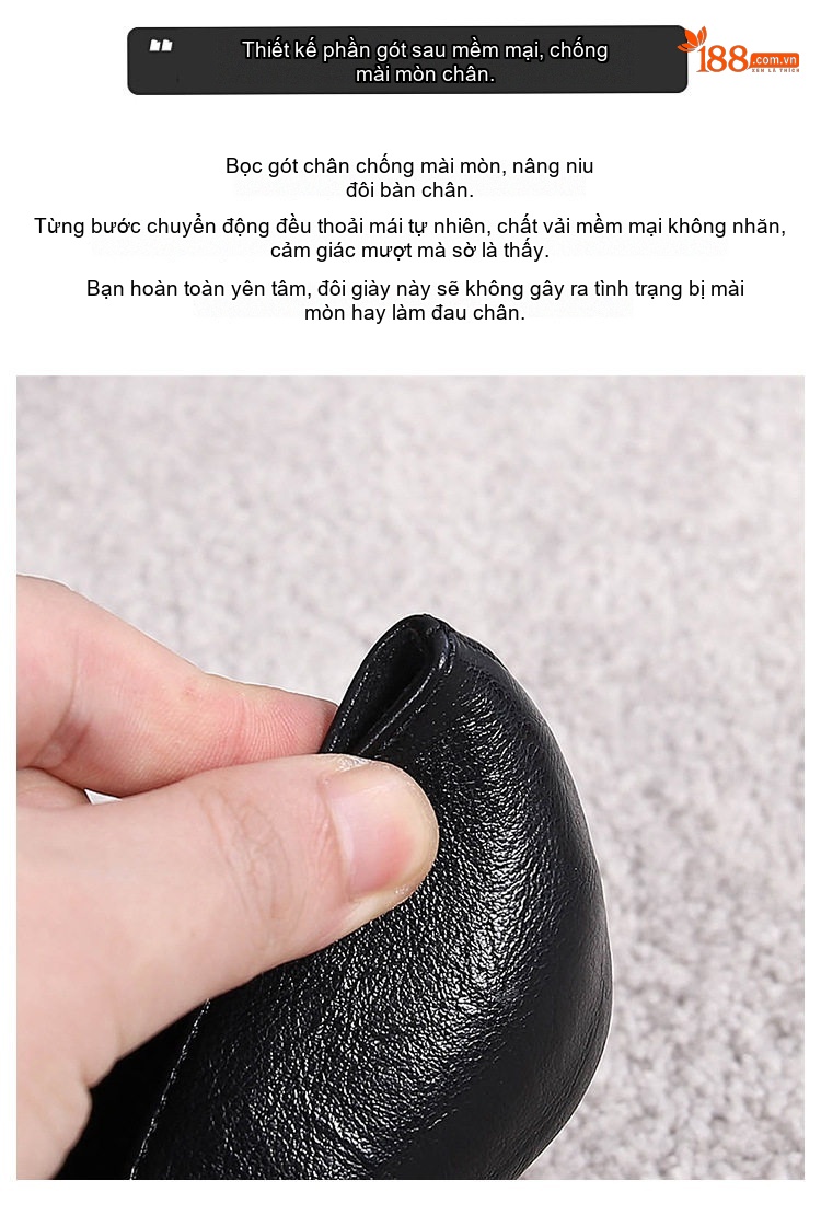 Giày Cao Gót Nữ Da Mềm Chiều Cao Đế Khoảng 6cm Đính Đá, Nơ Ngọc Trai Màu Đen, Kem chi tiết 10