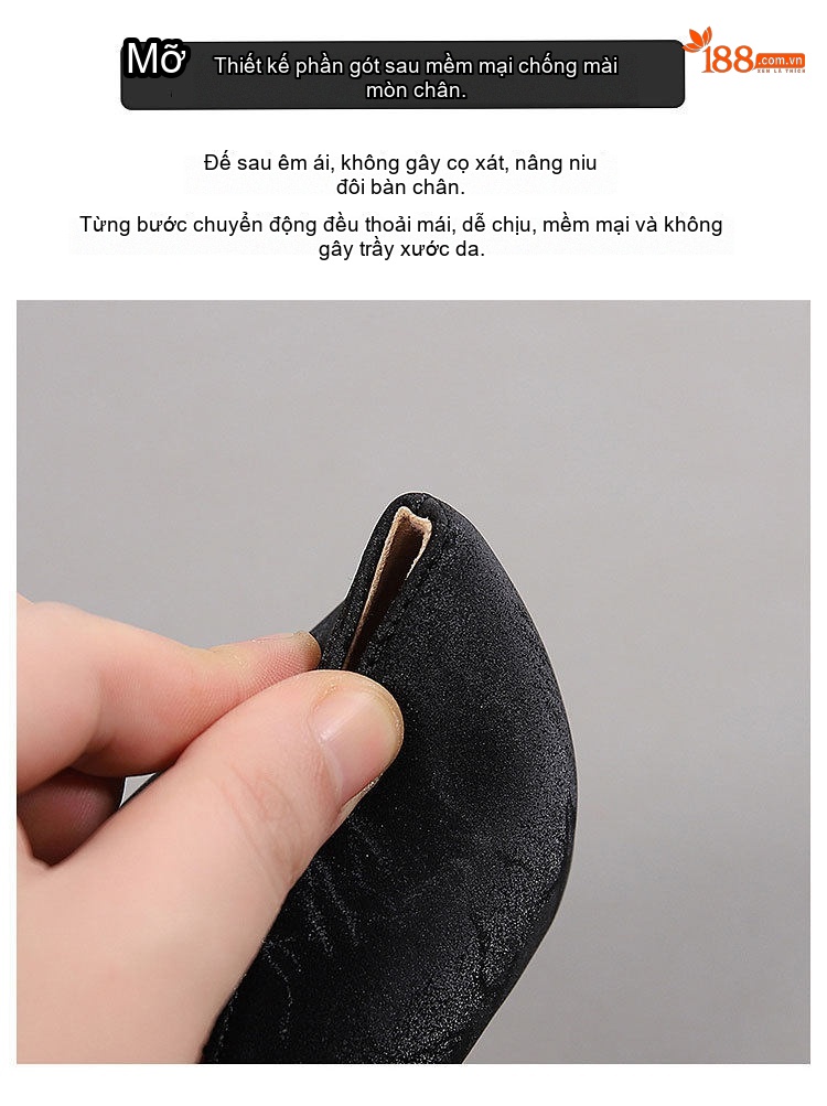 Giày Cao Gót Nữ Da Mờ Đính Đá Chiều Cao Đế Khoảng 6cm Màu Đen, Nâu chi tiết 17
