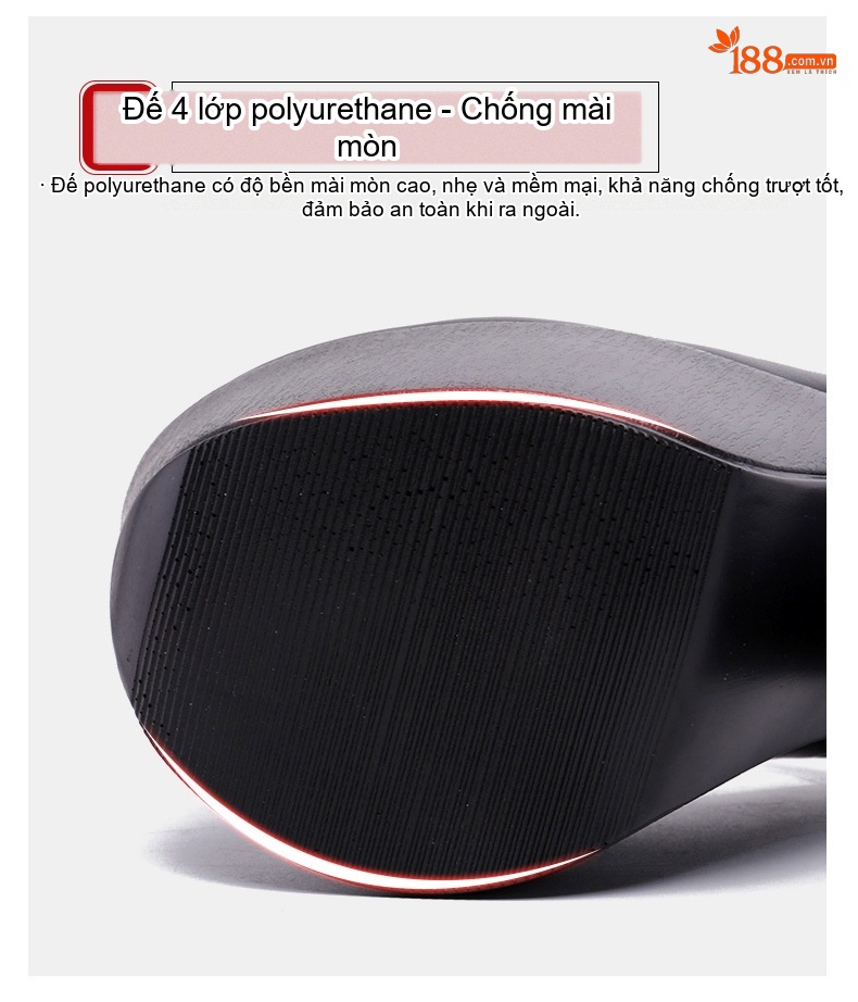 Giày Cao Gót Nữ Đế Xuồng Quai Hậu Chiều Cao Đế Khoảng 15cm Da Bóng Màu Đen, Trắng, Đỏ, Vàng... chi tiết 9