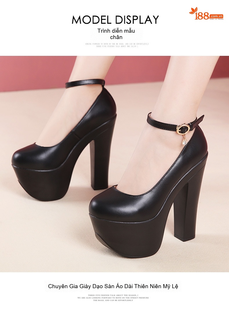Giày Cao Gót Nữ Đế Xuồng Quai Hậu Chiều Cao Đế Khoảng 15cm Da Bóng Màu Đen, Trắng, Đỏ, Vàng... chi tiết 10