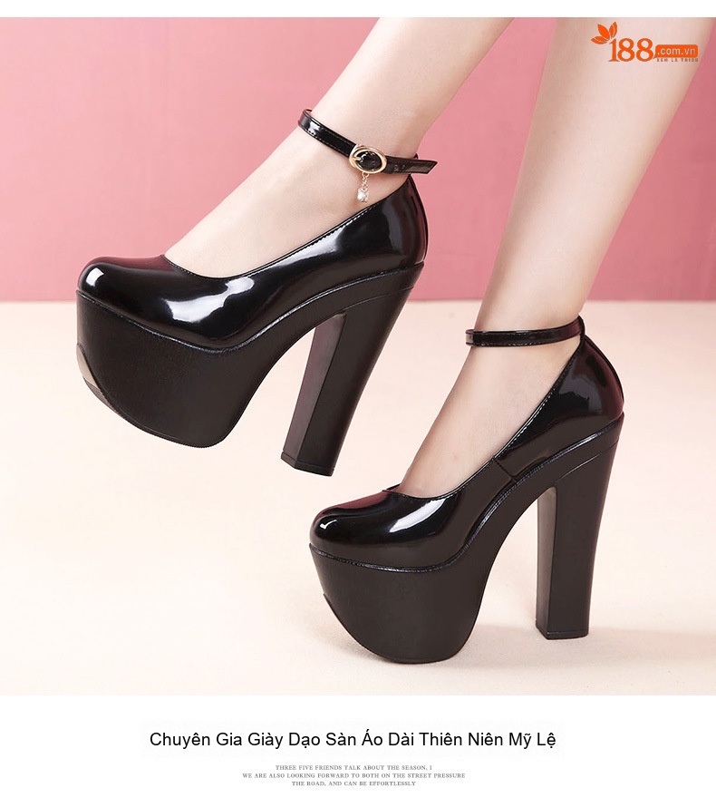 Giày Cao Gót Nữ Đế Xuồng Quai Hậu Chiều Cao Đế Khoảng 15cm Da Bóng Màu Đen, Trắng, Đỏ, Vàng... chi tiết 11