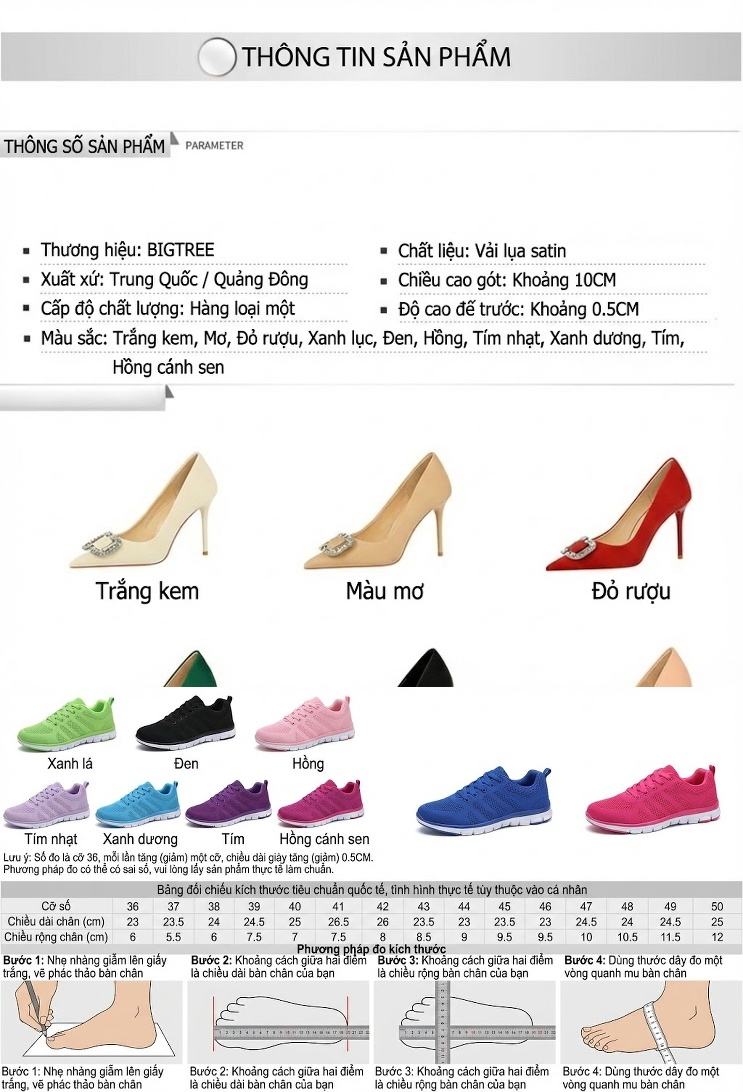 Giày Cao Gót Nữ Hở Lưng Mũi Nhọn Đính Đá Chiều Cao Đế Khoảng 7cm Màu Đen, Đỏ, Trắng Kem, Xanh Lá chi tiết 1