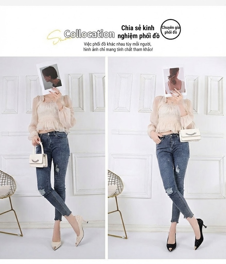 Giày Cao Gót Nữ Họa Tiết Caro Mũi Nhọn Đính Đá Chiều Cao Đế Khoảng 6cm Màu Đen, Kem chi tiết 5