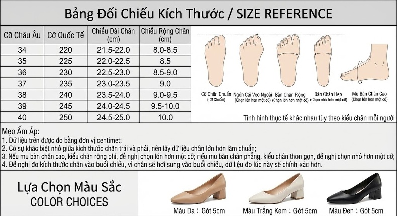 Giày Cao Gót Nữ Mũi Nhọn Da Bóng Chiều Cao Đế Khoảng 3cm Phong Cách Hàn Quốc Màu Đen, Kem, Nude chi tiết 4