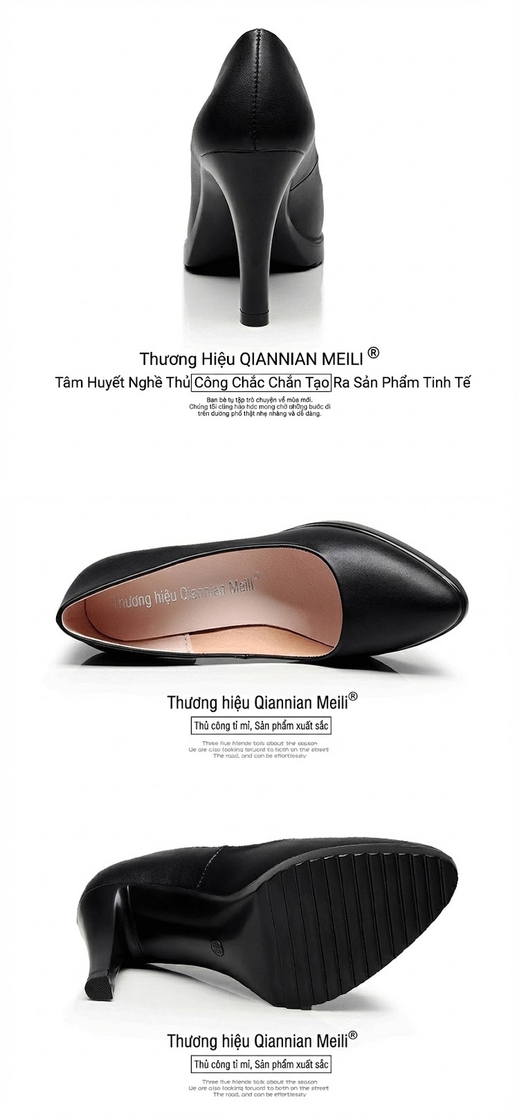 Giày Cao Gót Nữ Mũi Nhọn Da Bóng Chiều Cao Đế Khoảng 7cm Màu Đen, Trắng, Đỏ chi tiết 16