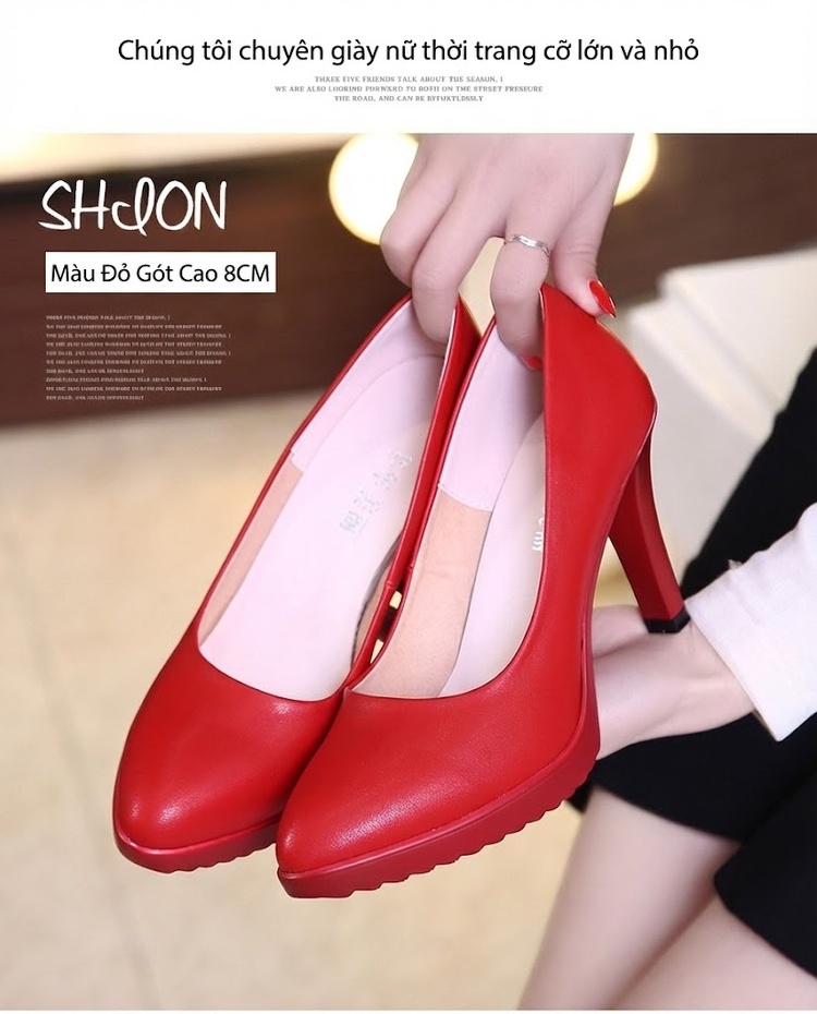 Giày Cao Gót Nữ Mũi Nhọn Da Bóng Chiều Cao Đế Khoảng 7cm Màu Đen, Trắng, Đỏ chi tiết 13