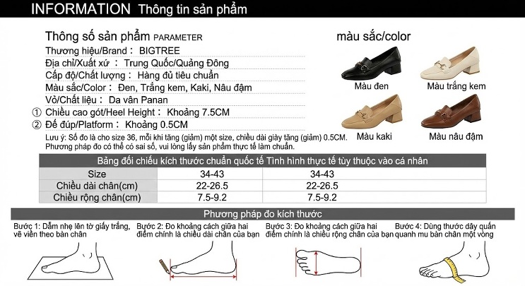 Giày Cao Gót Nữ Mũi Nhọn Da Bóng Hở Bên Chiều Cao Đế Khoảng 6cm Màu Kem, Trắng, Nâu, Đen chi tiết 1