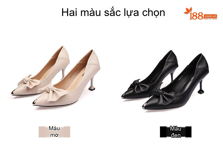 Giày Cao Gót Nữ Mũi Nhọn Da Bóng Hở Gót Chiều Cao Đế Khoảng 6cm Màu Đen, Kem chi tiết 8