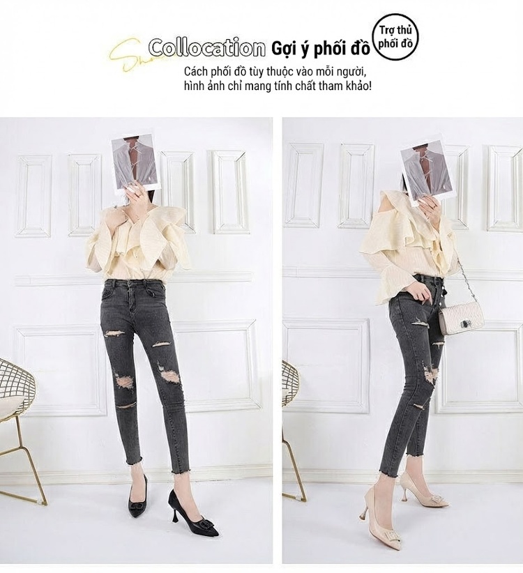 Giày Cao Gót Nữ Mũi Nhọn Da Mềm Khóa Đá Chiều Cao Đế Khoảng 5cm Màu Đen, Kem chi tiết 6