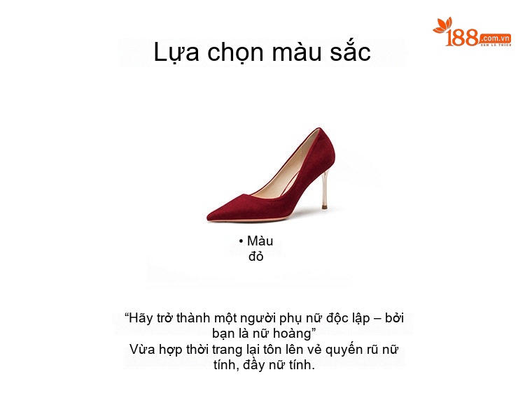 Giày Cao Gót Nữ Mũi Nhọn Da Mờ Chiều Cao Đế 6cm và 8cm Màu Đỏ, Trắng chi tiết 3
