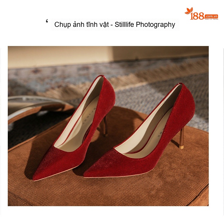 Giày Cao Gót Nữ Mũi Nhọn Da Mờ Chiều Cao Đế 6cm và 8cm Màu Đỏ, Trắng chi tiết 16