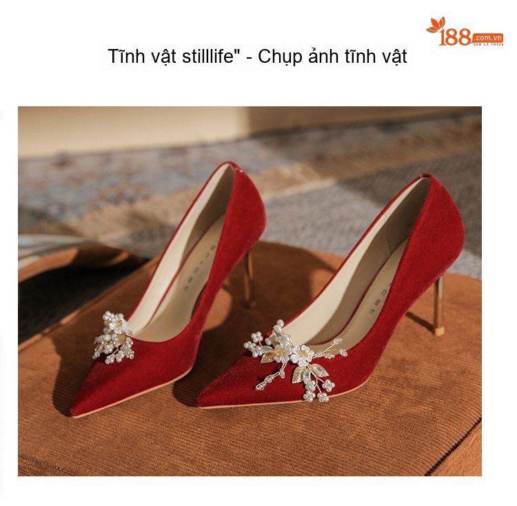 Giày Cao Gót Nữ Mũi Nhọn Da Mờ Chiều Cao Đế 8cm Màu Đỏ, Trắng chi tiết 24