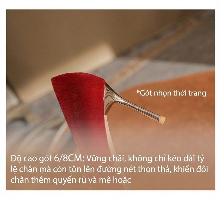 Giày Cao Gót Nữ Mũi Nhọn Da Mờ Chiều Cao Đế 8cm Quai Hậu Dự Tiệc Cưới Màu Trắng, Đỏ chi tiết 9