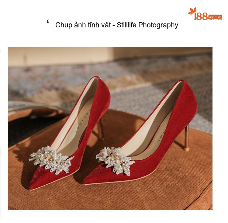 Giày Cao Gót Nữ Mũi Nhọn Da Mờ Chiều Cao Đế 8cm Quai Hậu Dự Tiệc Cưới Màu Trắng, Đỏ chi tiết 24
