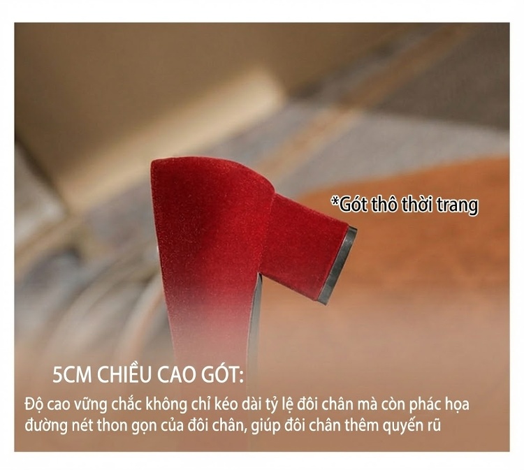 Giày Cao Gót Nữ Mũi Nhọn Đính Đá Chiều Cao Đế Khoảng 5cm Màu Trắng, Đỏ chi tiết 9