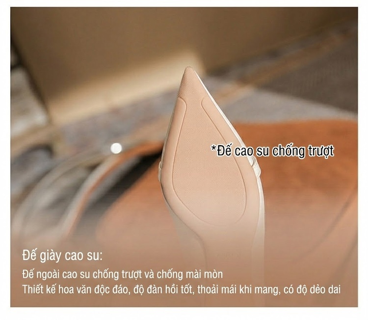 Giày Cao Gót Nữ Mũi Nhọn Đính Hạt Chiều Cao Đế 8cm Màu Trắng chi tiết 11