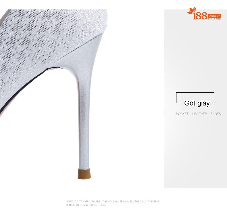 Giày Cao Gót Nữ Mũi Nhọn Gót Nhọn Chiều Cao Đế Khoảng 7cm Màu Đen, Trắng chi tiết 4