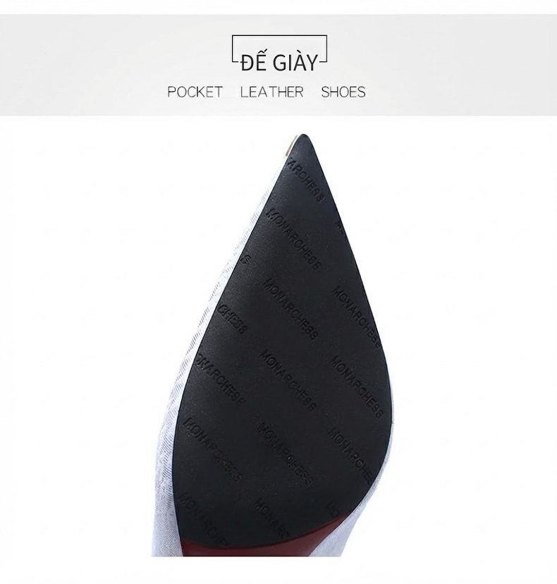 Giày Cao Gót Nữ Mũi Nhọn Gót Nhọn Chiều Cao Đế Khoảng 7cm Màu Đen, Trắng chi tiết 6